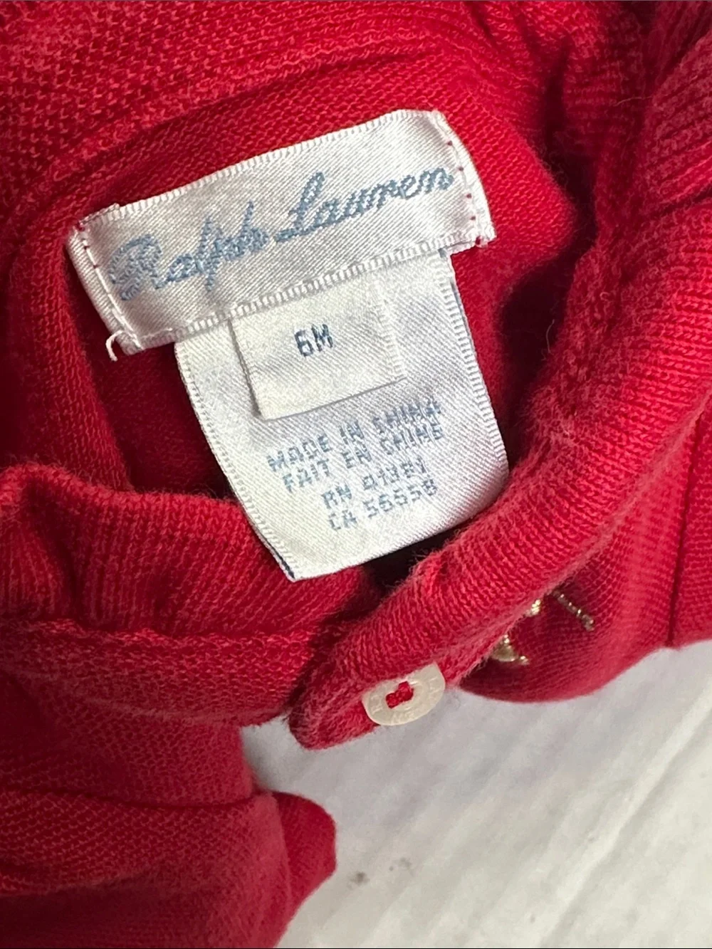 Ralph Lauren Red Baby Dress Ruffle Gold Pony Long Sleeve Girl‎ Size 6 months
